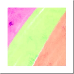 Pink orange green yellow watercolor stripes art Posters and Art